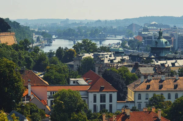 Vista Cênica Sol Praga Iluminada — Fotografia de Stock