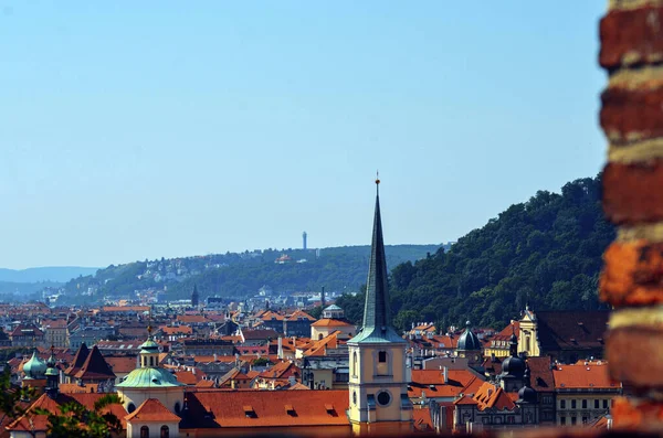 Γραφική Θέα Του Ήλιου Φωτισμένο Prague — Φωτογραφία Αρχείου