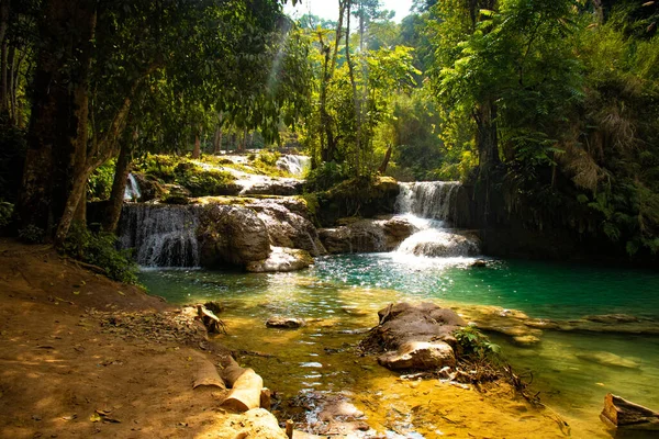 Kuang Waterfalls Laos — Stock Photo, Image