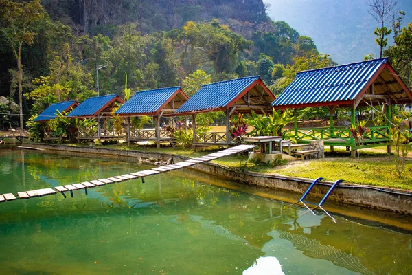 Parque Lagoa Azul Cidade Vang Vieng Laos — Fotografia de Stock