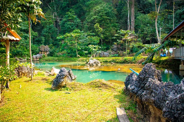 Parque Lagoa Azul Cidade Vang Vieng Laos — Fotografia de Stock