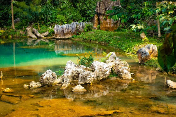Park Blue Lagoon Mieście Vang Vieng Laos — Zdjęcie stockowe