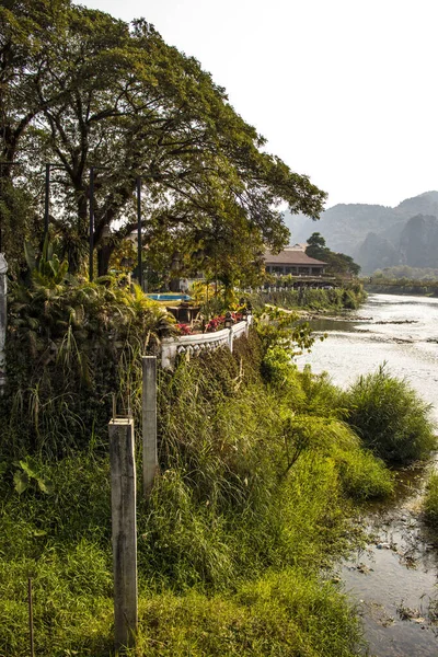 Rio Nansong Vang Vieng Laos — Fotografia de Stock