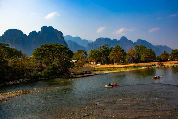 Řeka Nansong Vang Vieng Laos — Stock fotografie