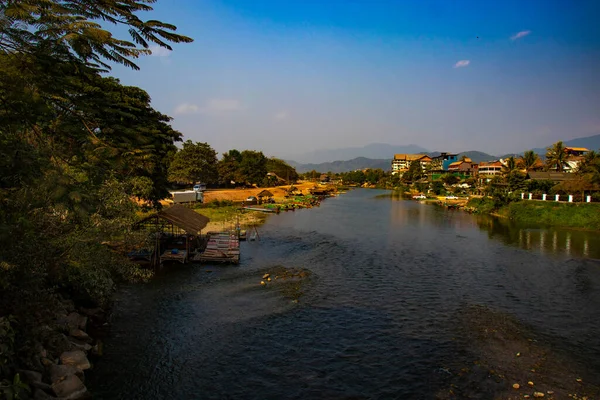 Rivier Nansong Vang Vieng Laos — Stockfoto