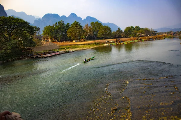 Řeka Nansong Vang Vieng Laos — Stock fotografie