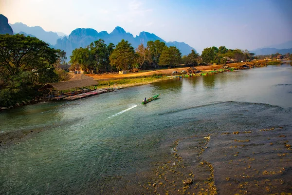 Řeka Nansong Vang Vieng Laos — Stock fotografie
