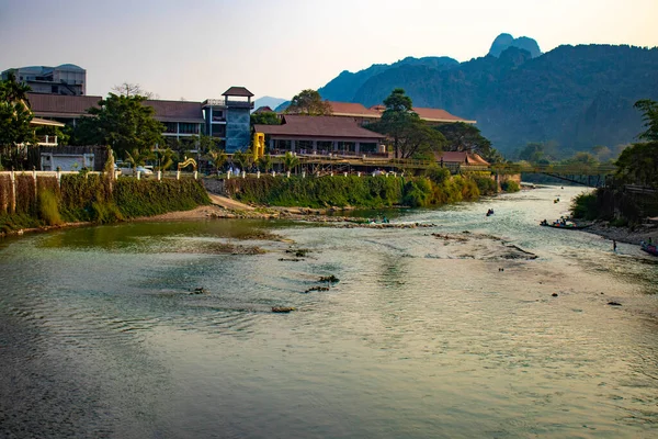 Nansongfloden Vang Vieng Laos — Stockfoto