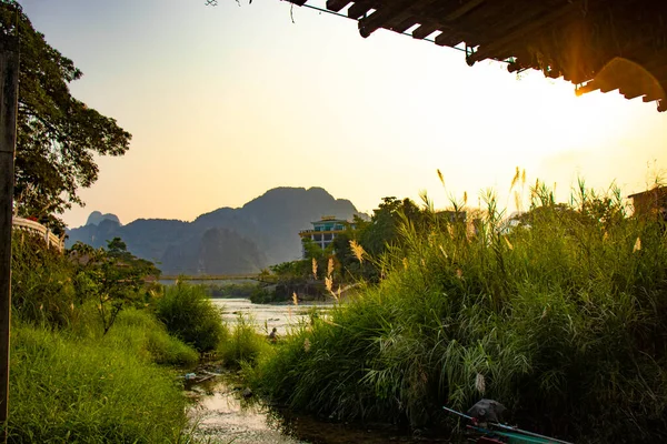 Rio Nansong Vang Vieng Laos — Fotografia de Stock