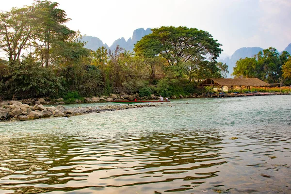 Řeka Nansong Vang Vieng Laos — Stock fotografie