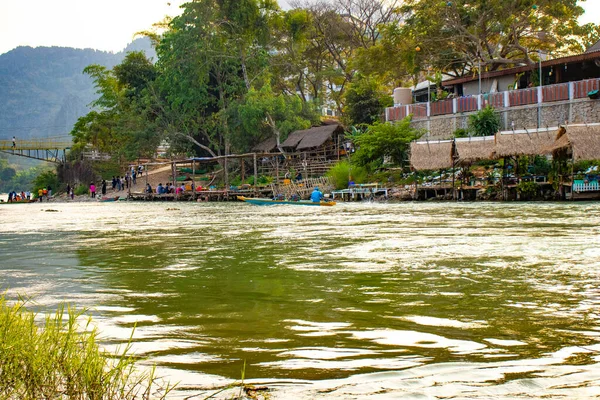 Rio Nansong Vang Vieng Laos — Fotografia de Stock