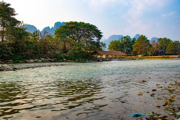 Rio Nansong Vang Vieng Laos — Fotografia de Stock