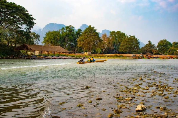 Řeka Nansong Vang Vieng Laos — Stock fotografie