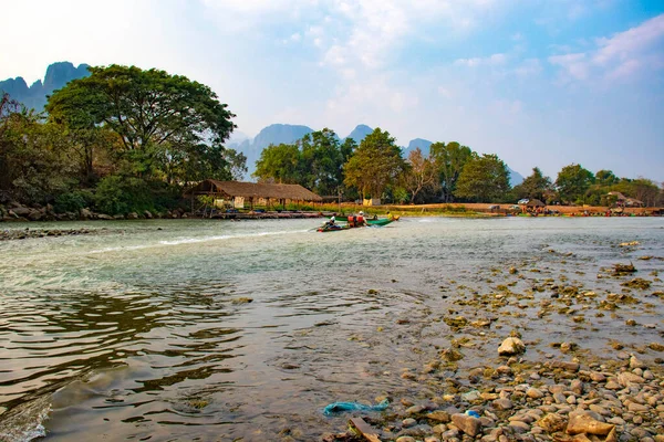 Rio Nansong Vang Vieng Laos — Fotografia de Stock