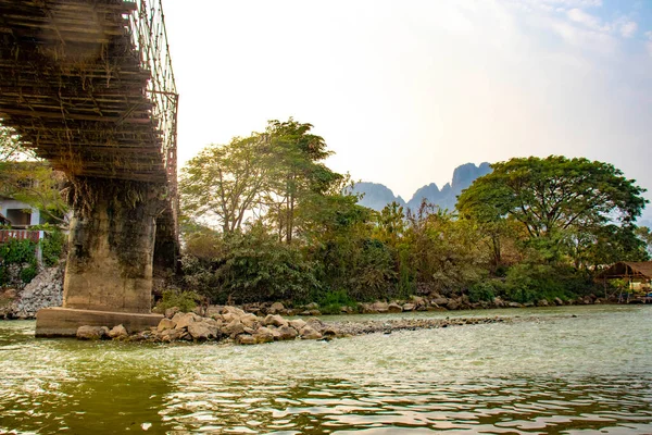 Scénický Pohled Řeku Nansong Laos — Stock fotografie