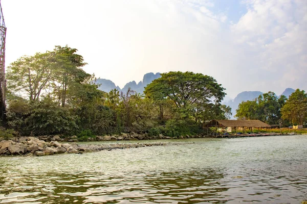 Scénický Pohled Řeku Nansong Laos — Stock fotografie