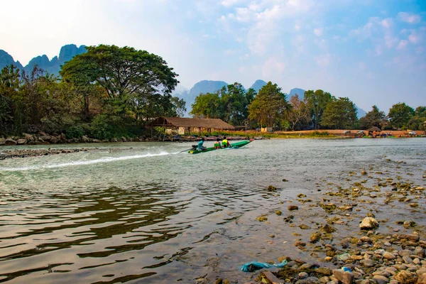 Rio Nansong Vang Vieng Laos — Fotografia de Stock