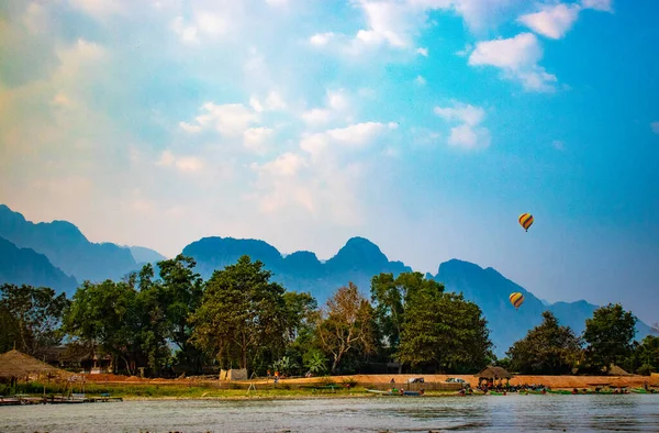 Vista Panorámica Del Río Nansong Laos —  Fotos de Stock