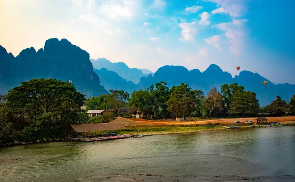 Rio Nansong Vang Vieng Laos — Fotografia de Stock