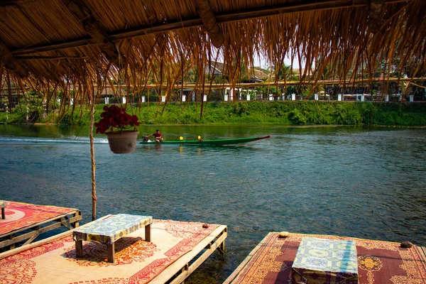 Rzeka Nansong Vang Vieng Laos — Zdjęcie stockowe