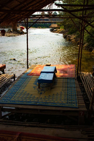 Widok Rzekę Nansong Laos — Zdjęcie stockowe