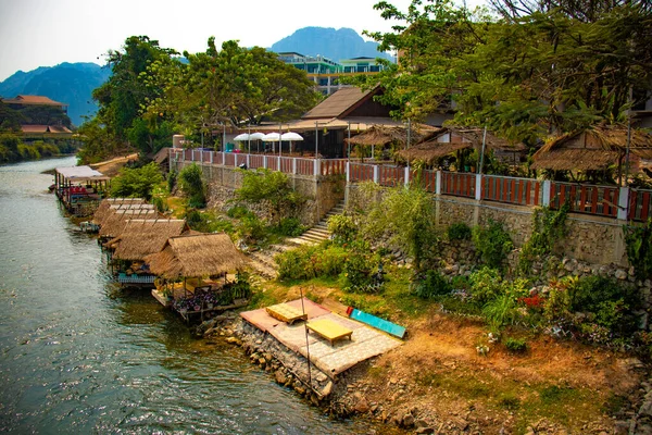 Widok Rzekę Nansong Laos — Zdjęcie stockowe