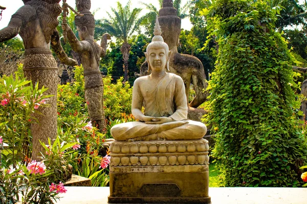 Parc Bouddha Avec Des Stautes Anciens Laos — Photo