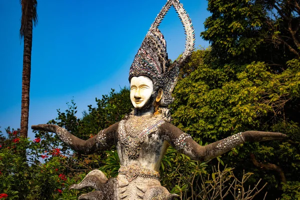 Buddha Park Con Stautes Vecchio Tono Laos — Foto Stock