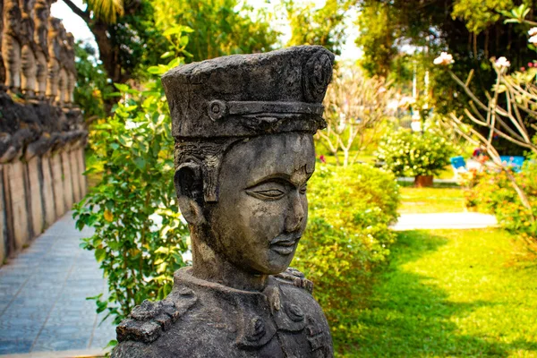 Buddha Park Con Stautes Vecchio Tono Laos — Foto Stock