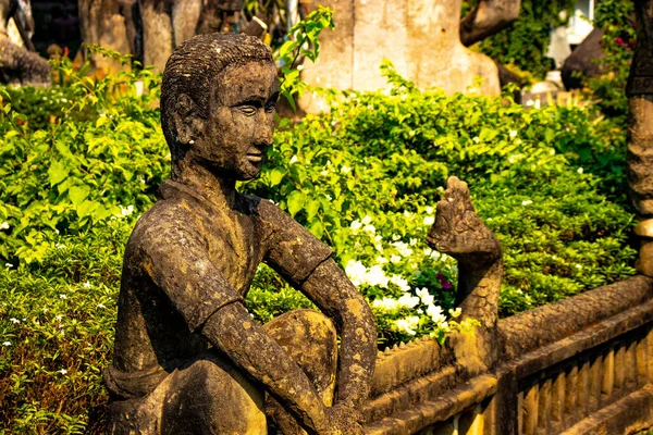 Parque Buda Com Stautes Tom Antigo Laos — Fotografia de Stock