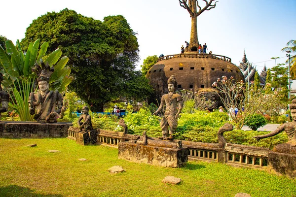 Parque Buda Com Stautes Tom Antigo Laos — Fotografia de Stock