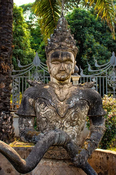 Buddha Park Con Stautes Vecchio Tono Laos — Foto Stock