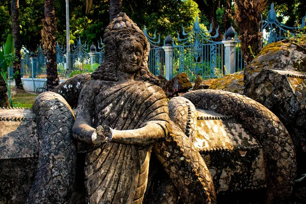 Antike Steinstatuen Buddha Park Laos — Stockfoto