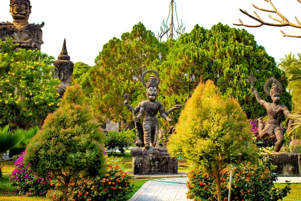 Πέτρα Αρχαία Αγάλματα Στο Πάρκο Του Βούδα Λάος — Φωτογραφία Αρχείου