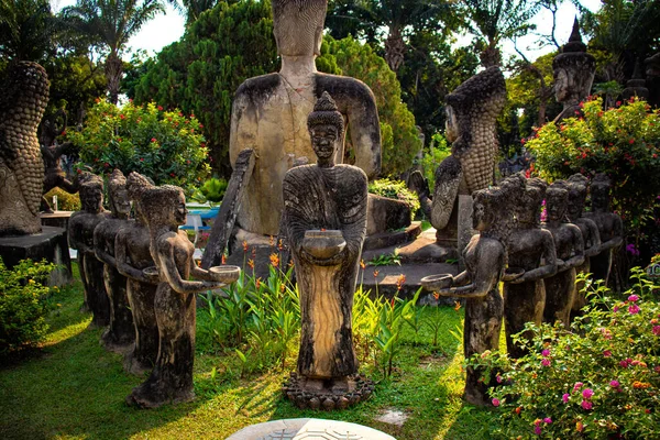 Kamenné Sochy Buddhově Parku Laos — Stock fotografie