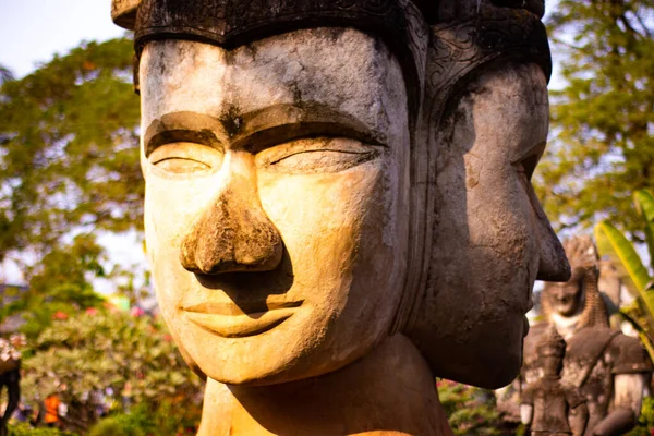 Buda Parkı Ndaki Taş Heykel Laos — Stok fotoğraf