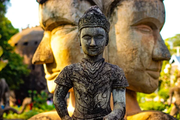 Antike Steinstatuen Buddha Park Laos — Stockfoto