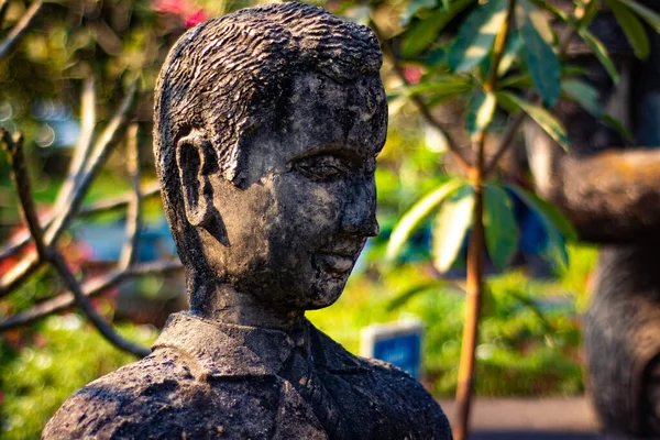 Statue Antiche Pietra Nel Parco Del Buddha Laos — Foto Stock