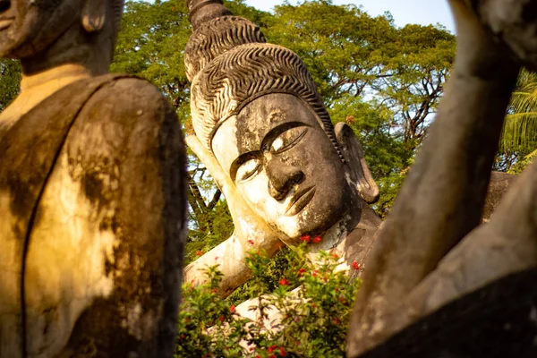 Estátuas Antigas Pedra Buddha Park Laos — Fotografia de Stock