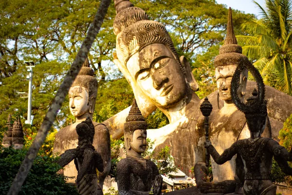 Estátuas Antigas Pedra Buddha Park Laos — Fotografia de Stock
