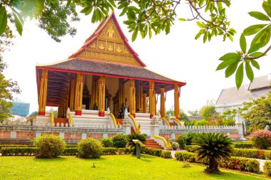 Laos 'taki Asyalı güzel Budist mimarisi