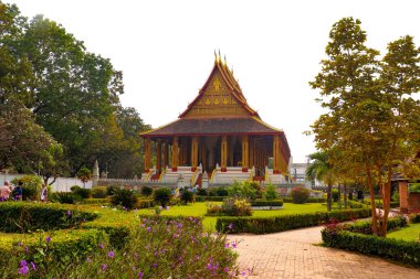 Laos 'taki Asyalı güzel Budist mimarisi