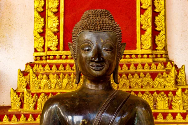 Vista Perto Estátua Buda Templo Haw Phra Kaew Laos — Fotografia de Stock