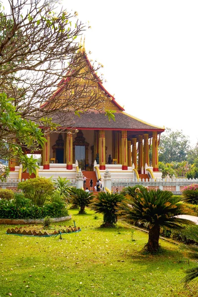 Ασιατική Όμορφη Βουδιστική Αρχιτεκτονική Στο Λάος — Φωτογραφία Αρχείου