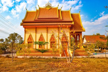 Laos 'taki Asyalı güzel Budist mimarisi