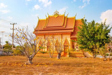 Laos 'taki Asyalı güzel Budist mimarisi