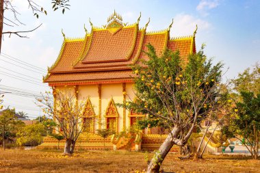 Laos 'taki Asyalı güzel Budist mimarisi