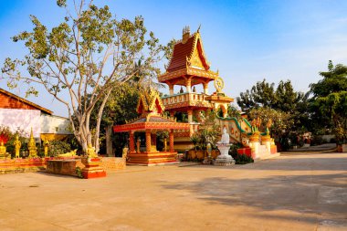 Laos 'taki Asyalı güzel Budist mimarisi
