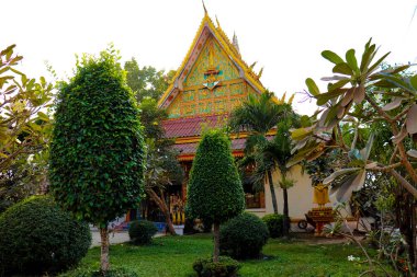Laos 'taki Asyalı güzel Budist mimarisi