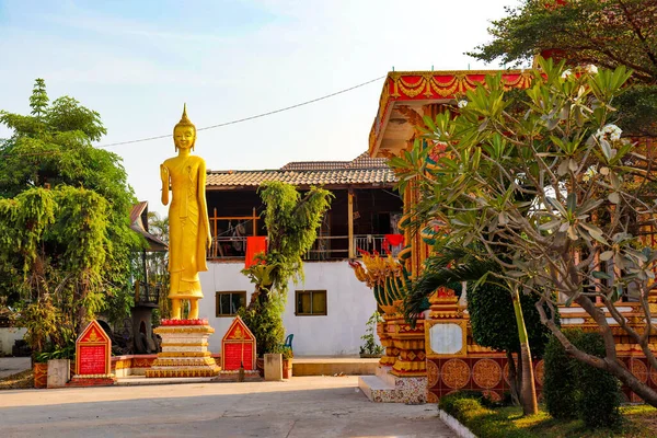 Arquitetura Antiga Asiática Estátuas Templo Budista Laos — Fotografia de Stock